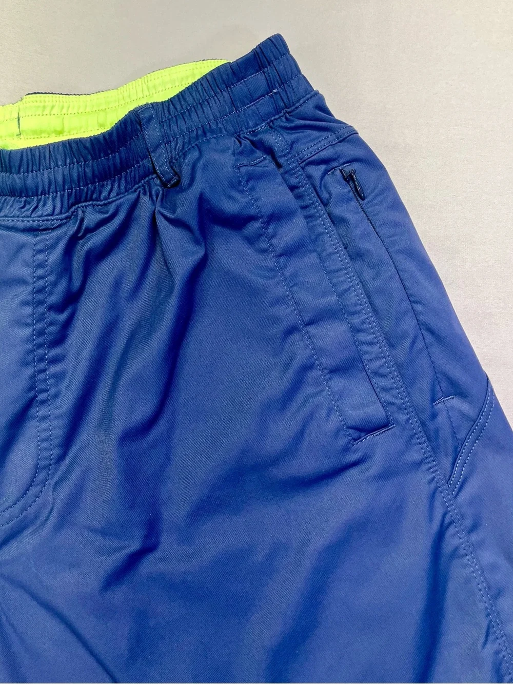 Birddogs Boom For Your Boomstick Athletic Gym Shorts Navy Blue Neon Green - L